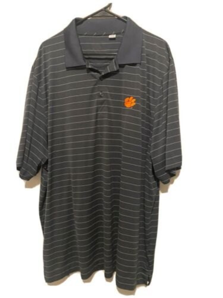 Embroidered Clemson Tiger Paw Button Polo Men's 3XL Gray Shirt
